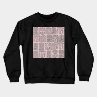 Home Sweet Home Linocut - Pink and Grey Crewneck Sweatshirt